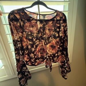 Charlotte Russe Wine and Pink Floral Blouse